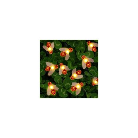 Guirlande lumineuse solaire LED abeilles, 40 LED blanc chaud étanches, décorative pour jardin, fête, mariage, maison, éclairage festif (1/5)