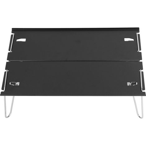 Table de camping pliante, portable, en alliage d'aluminium, ultra-légère, mini table pliante multifonctionnelle, noire (1/5)