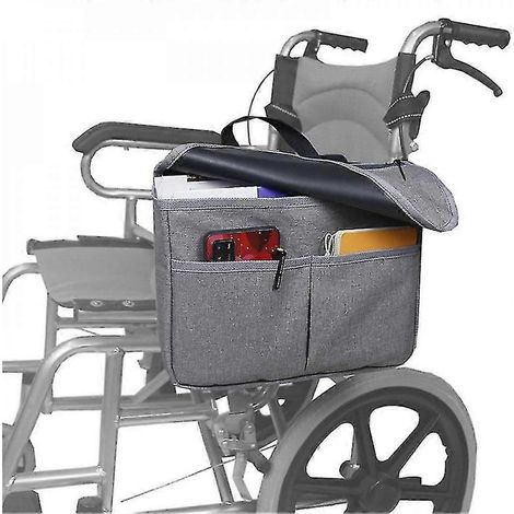 HONORNIC - Sacoche latérale pour accoudoir de fauteuil roulant avec plusieurs poches, sac bandoulière de voyage imperméable