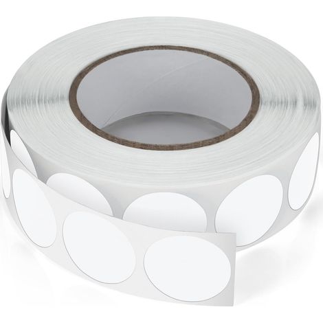 Adesivi rotondi da 19 mm, colore bianco, rotolo di piccoli dischetti autoadesivi, codifica a colori, adesivi rotondi, resistenti agli agenti atmosferici, 1000 pezzi