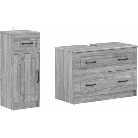 2 Piece Bathroom Cabinet Set UTRECHT Grey Sonoma vidaXL (1/5)