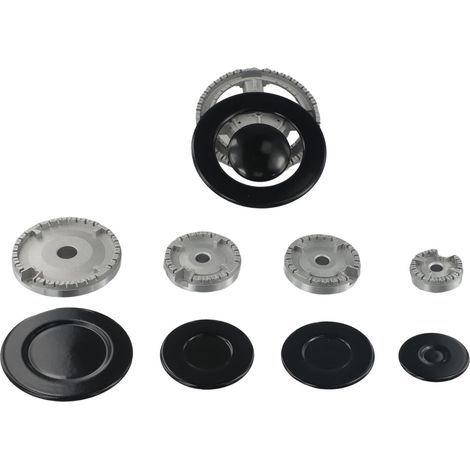 Kit de 11 pièces pour couvercle de brûleur de cuisinière à gaz avec diffuseur de flamme, pièces de rechange pour plaques de cuisson à gaz SABAF, gris-noir (concave). (1/5)