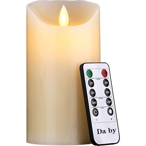 Bougies à LED de , Ensemble de Bougies décoratives 15cm, Bougie sans Flamme de 300 Heures avec télécommande à 10 Boutons.Flamme LED Clignotante, Faite de Vraie Cire Couleur ivoi (1/5)
