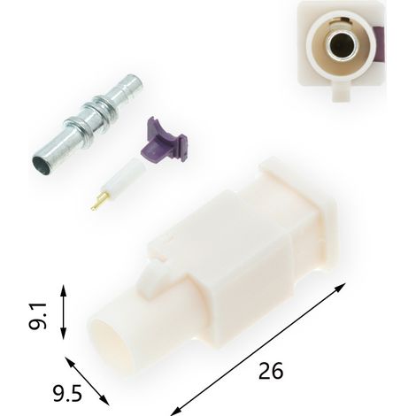 Volkswagen Antennenkopf-Set, 4-teilig, Autoradio-FM-Antenne (1-adrig), MINI Fakra-Stecker, MCX RG174 (1/4)