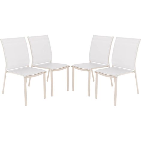 Set of 4 stackable garden chairs aluminum and beige textilene, 64.5 x 45.5 x 89.5 cm - Buffalo