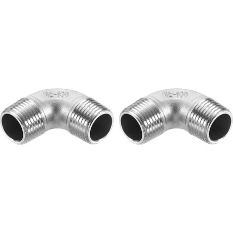 2 Pcs 1/2" PT Male 90 Degree Elbow Acier Inoxydable Raccord Pour Tuyau D'eau Tuyau D'air Tube Pvc Moulé (1/5)