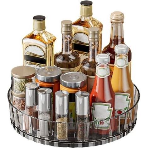 Pair Organisateur d'épices de cuisine, étagère de rangement rotative, 21 x 4 x 4 cm, étagère multifonctionnelle pour épices, présentoir à condiments à plateau tournant, plateau de comptoir à 2 niveaux (1/5)