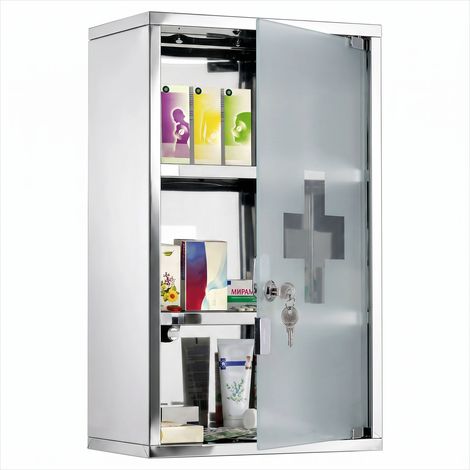 Meuble de salle de bain Pharmacie murale 3 niveaux acier inox (1/5)