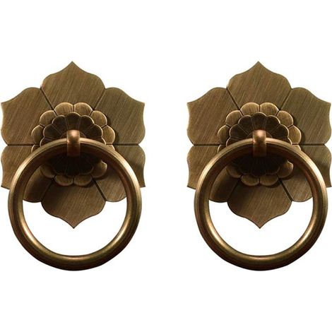 Poignée de meuble - Lot de 2 - Poignée de porte - Bouton de meuble - Laiton - Poignées de tiroir - Style vintage - Convient pour meuble, tiroir ou porte - 6 x 6 cm - Bronze (1/5)