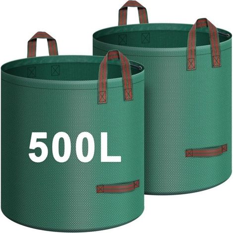 CSPARKV 2x Sac Dechets Verts 500L, Resistant Indéchirables Sac Jardinage Dechets avec 4 Poignées Résistantes, Sac de jardin dechet vert Pliable, Sac jardin Autoportant (1/5)