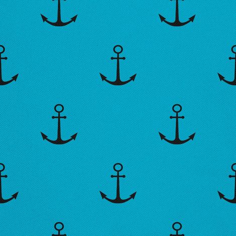 Tela decorativa para exteriores Oxford - motivo de ancla sobre fondo azul (1/5)