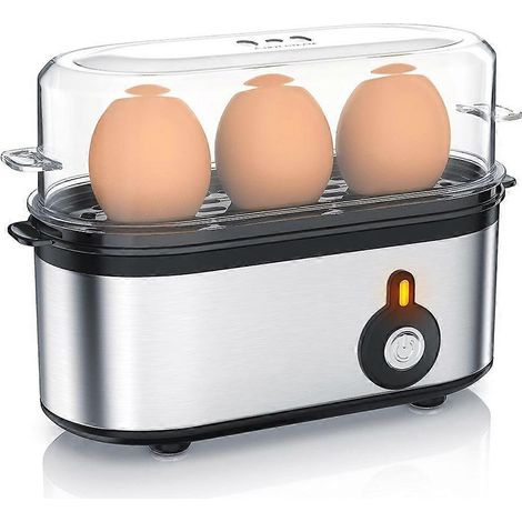 Egg Cooker 1-3 Oeufs, Dur, Mollet ou la Coque, Verre doseur avec Perce, Indicateur Lumineux, 210W, Base Anti-drapante, sans BPA, certifi GS (1/5)