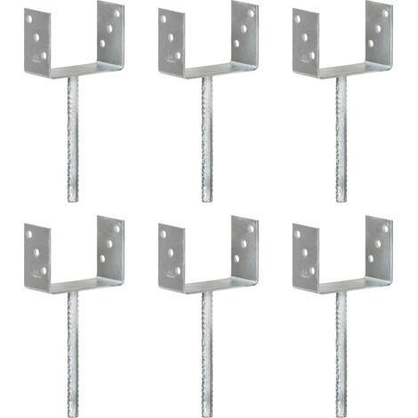 vidaXL Fence Anchors 6 pcs Silver 14x6x30 cm Galvanised Steel