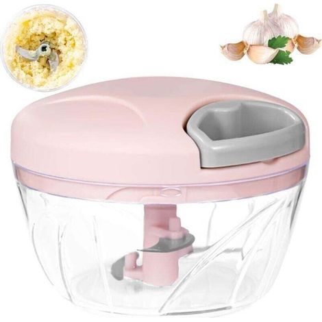 Hachoir Oignon Manuel, XU, Presse Ail 520ML de 3-Lames, Destiné à Oignon Salade,Pesto, Persil, Saucisson/Machine à Couper Noix, Vanille, Aliments pour Bébés (Rose) - KZQ (1/4)