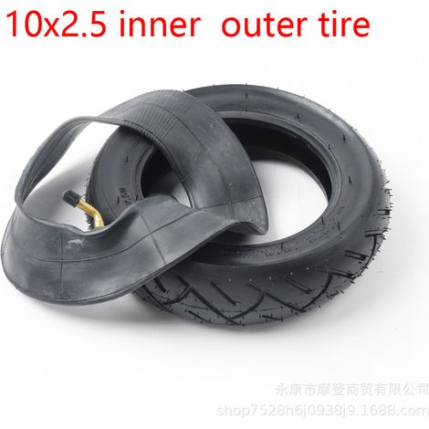 Pneus de trottinette électrique 10 pouces 10x2,5, pneus intérieurs et extérieurs tout-terrain 10x2,50, gonflables, avec accessoires pour pneus. (1/5)