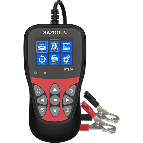 Probador de baterías BT900 de 6V, 8V y 12V, probador y analizador de baterías de 100-2000CCA, probador de baterías digital para automóviles, camiones, embarcaciones, motocicletas, SUV y barcos, color 