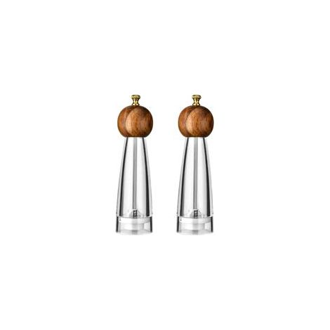 Moulins à Poivre et Classique Moulin Sel 2pcs 8pouces, Bois Massif Manuel Rotor Poivre Moulin,Sel Avec Noyau en Céramique Réglable Grossier (1/5)