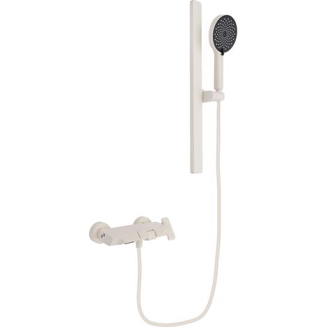 Set doccia a parete con tre modalità di erogazione dell'acqua, colore bianco. (1/2)