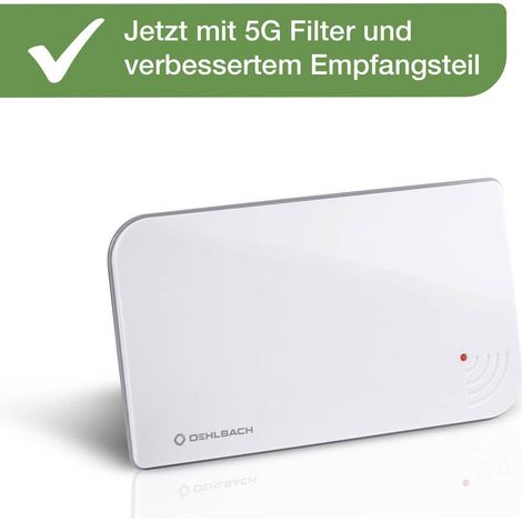 Antenne plate DVB-T/T2 active intérieure 5G – Réception HD – Filtre anti-parasite 5G – Câble USB 1,8m pour alimentation – Oehlbach - DVB-T2