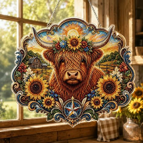 Pumpkin Diamond Art Hanging Ornament Kit - Highland Bull Diamond Painting 25cm