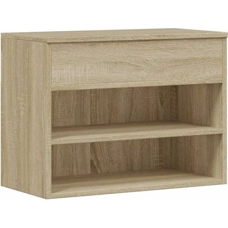 Tabouret à chaussures, chêne Sonoma, 60 x 30 x 45 cm, bois d'ingénierie (1/5)