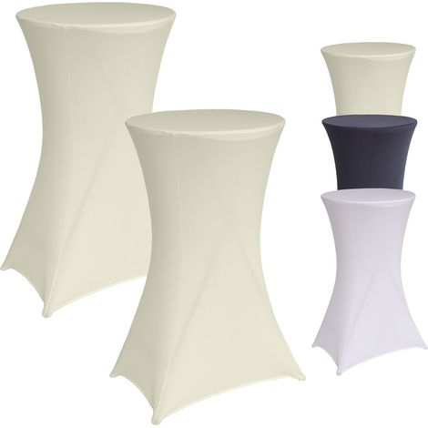 2x Stehtischhusse 60 cm beige Tischdecke Husse Bistrotisch Partytisch Stretch (1/5)