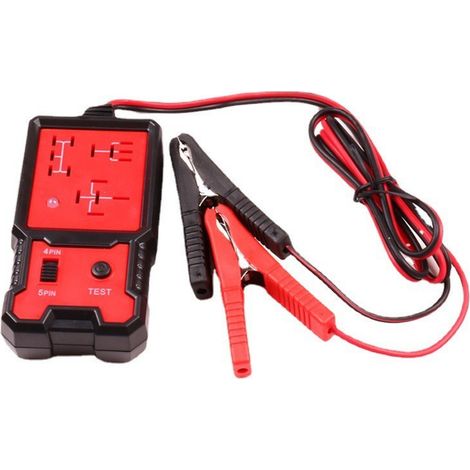12-V-Kfz-Elektronikrelaistester, Testwerkzeug für Batterierelaistester, Autorelais-Diagnosewerkzeug, Autobatterieprüfer mit Clips, tragbar, hitzebeständig