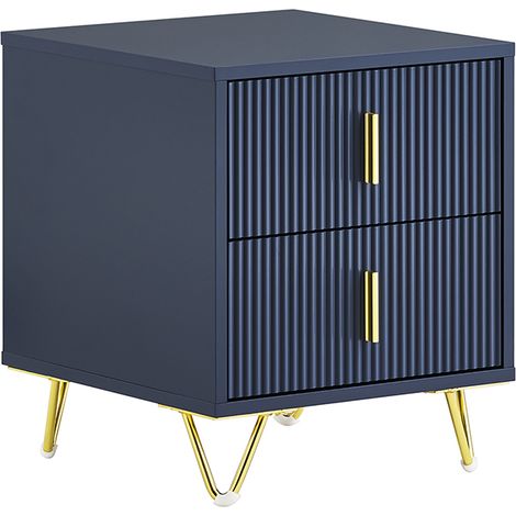 SoBuy FBT115-B Comodino, Comodino con 2 cassetti, Tavolino moderno per camera da letto e soggiorno, Blu L40 x P40 x A47 cm