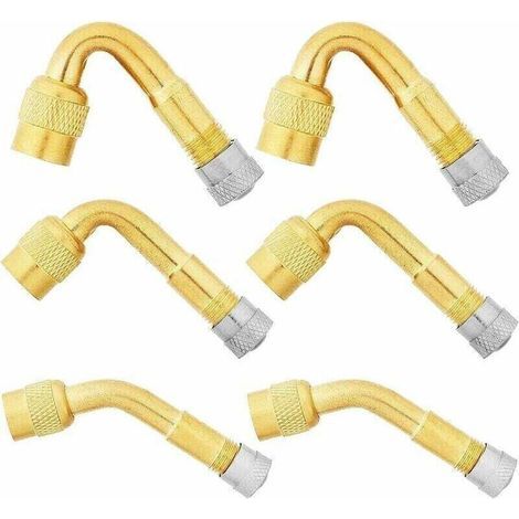 6 Pièces Pneu Valve Rallonge, 45°, 90°, 135° Extension Valve Pneu Valve De Adaptateur Raccord Prolongateur Coude, Embout De Gonflage Coudé Pour Voiture Camion Moto Vélo Scooter,de (1/4)
