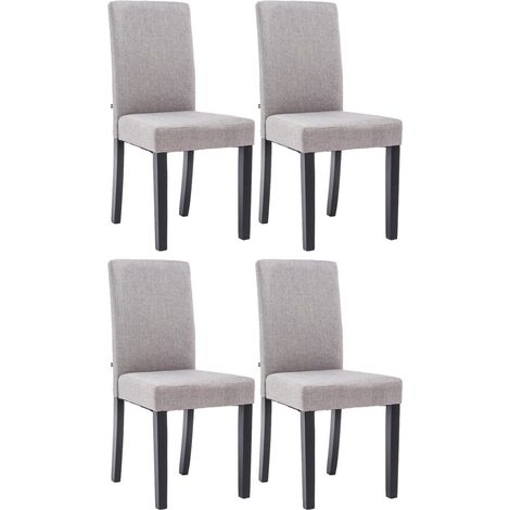 Lot de 4 chaises de salle à manger design classique en tissu gris clair et pieds en bois noir 100001774 (1/5)