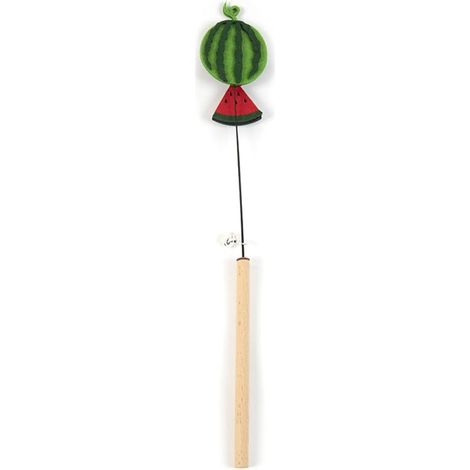 Katzenspielzeug, 40 cm langer Katzenangelstab mit Wassermelonenmuster, interaktiver Katzenangelstab, Jagdspielzeug für Kätzchen, lustiges Katzentrainingsgerät.