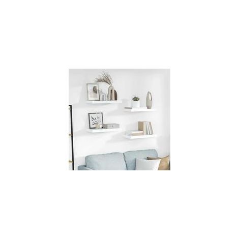 Mensole sospese, set da 4, bianco lucido, 50 x 23 x 3,8 cm, MDF-Crezuo
