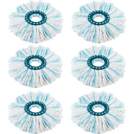 Lot de 6 têtes de rechange pour vadrouille Leifheit Clean Twist Disc Mop/Clean Twist Disc Mop Ergo, vadrouille en microfibre pour tous les sols, vadrouille double fibre capable d'absorber efficacement (1/5)