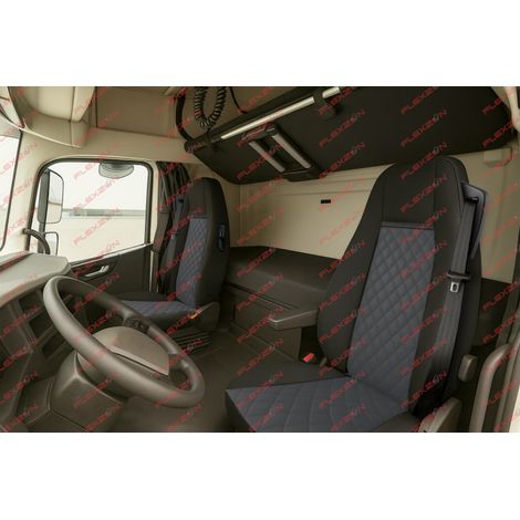 Комплект 1+1 тапицерия от еко кожа за VOLVO FH12 EURO 5 2006- 2015 - черно