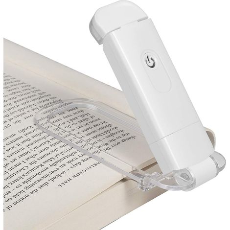 Lampe de lecture à pince, rechargeable par USB, idéale pour lire au lit, 2 niveaux de luminosité, lumière blanche chaude, cadeau parfait pour les enfants et les passionnés de lecture, rose (1/5)