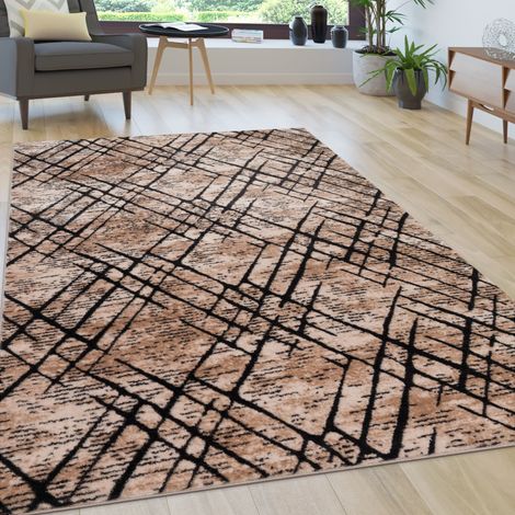 Paco Home Hochflor Teppich Wohnzimmer Flauschig Shaggy Vintage Industrial Style Modern Beige, 160 cm Rund