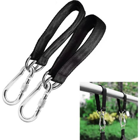 CSPARKV - Paquete de 2 correas de nailon resistentes para colgar hamacas y columpios (juego de 2) - Kit de fijación de acero inoxidable para hamacas y columpios, ideal para sillas colgantes y columpio