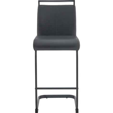 CHICFURN Set di 2 sgabelli da bar stile nordico 96,5 cm in PU nero, gambe in metallo (1/5)
