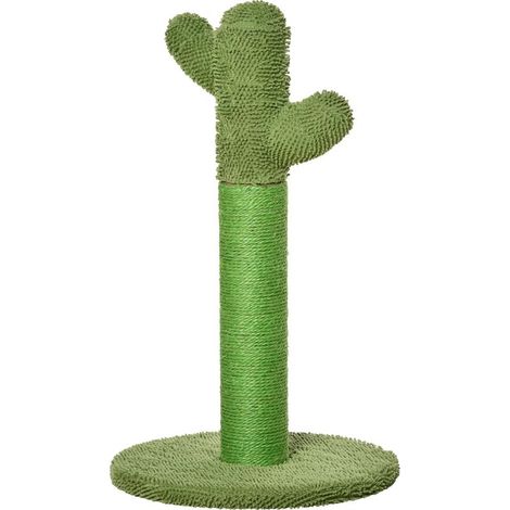 Griffoir pour chat d'intérieur en forme de cactus, arbre à chat en sisal résistant avec base, 40 x 40 x 65 cm, vert (1/5)