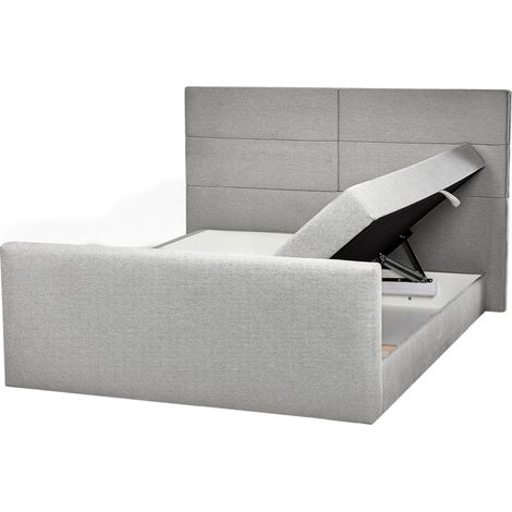 Divan Bed with Storage Fabric ARISTOCRAT 160 x 200 cm (EU King Size) Light Grey