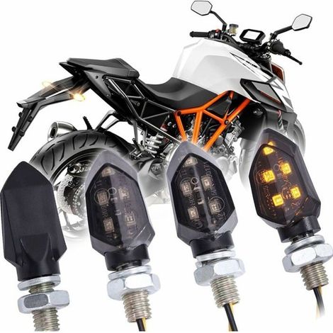 4pcs Mini LED Clignotants Moto Lumières Lampe Étanche Homologué Indicateurs Avant Arrière Universel 12V Compatible avec Harley Ka (1/5)