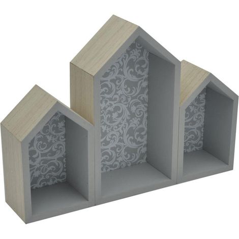 Mensola legno rebecca casetta 3p cm32x3h16,5