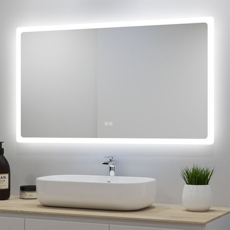Anti-foggy Wall Mounted 1200 x 700mm Mirror, Frontlit LED Illuminated Bathroom Mirror Bluetooth Audio Included (1/5)