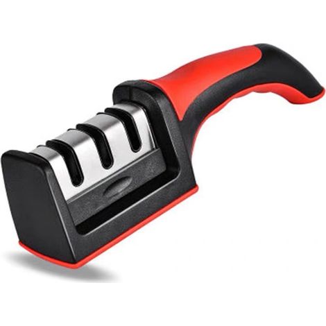 Nazalus-Sale 3-Phasen-Schärfer – für Küchenmesser – professionelles Ergebnis/ergonomisches Design – Keramikstein/Wolframkarbid/Diamant – Schwarz/Chrom-Finish