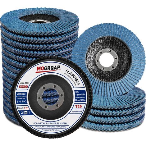20 Pièces Disques à Lamelles, 115mm Disque 120 Grain Meuleuse Compartiments pour Meuleuse Convient à l'acier Inoxydable, Bois, Métal (1/5)