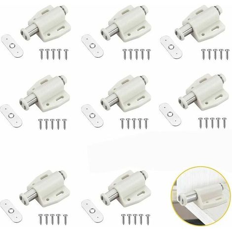 8 Pack Spring Loaded Magnetic Door Catches, Push to Open Magnetic Cabinet Door Catches (1/5)