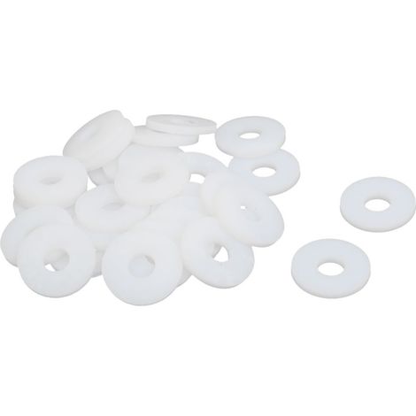 30pcs Rondelles PTFE Plat Blanc 18mm OD 6mm ID 2mm Épaisseur (1/2)