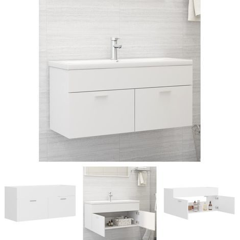 Waschbecken - vidaXL Waschbeckenunterschrank Weiß 100x38,5x46 cm Holzwerkstoff - Badezimmermöbel (1/5)