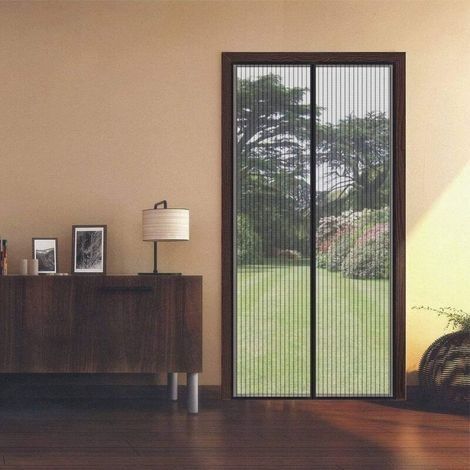 Magnetisches Fenster-Moskitonetz, 120 x 210 cm, maßgefertigter Fliegengitter für Türen, kein Bohren erforderlich, für Innen-/Terrassen-/Schiebetüren, Schwarz - RAPANDA (1/3)