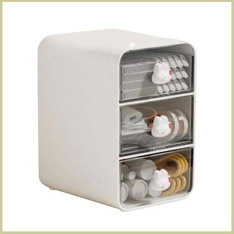 1 boîte de rangement cosmétiques, tiroir coulissant, design lapin mignon, rangement maquillage et soins visage, bureau ou chambre étudiante